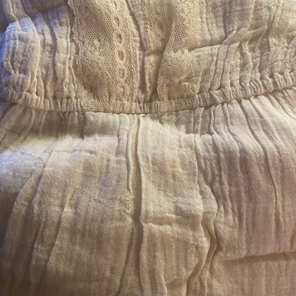 Vintage 80s 90s Cream Milkmaid Ribbon Bow Cotton Cottagecore Peasant Maxi Dress - Picture 5 of 5